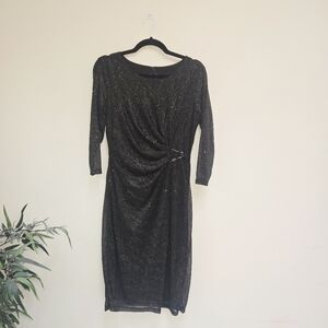Alexa B Black Sparkle Draped Sheath Dress